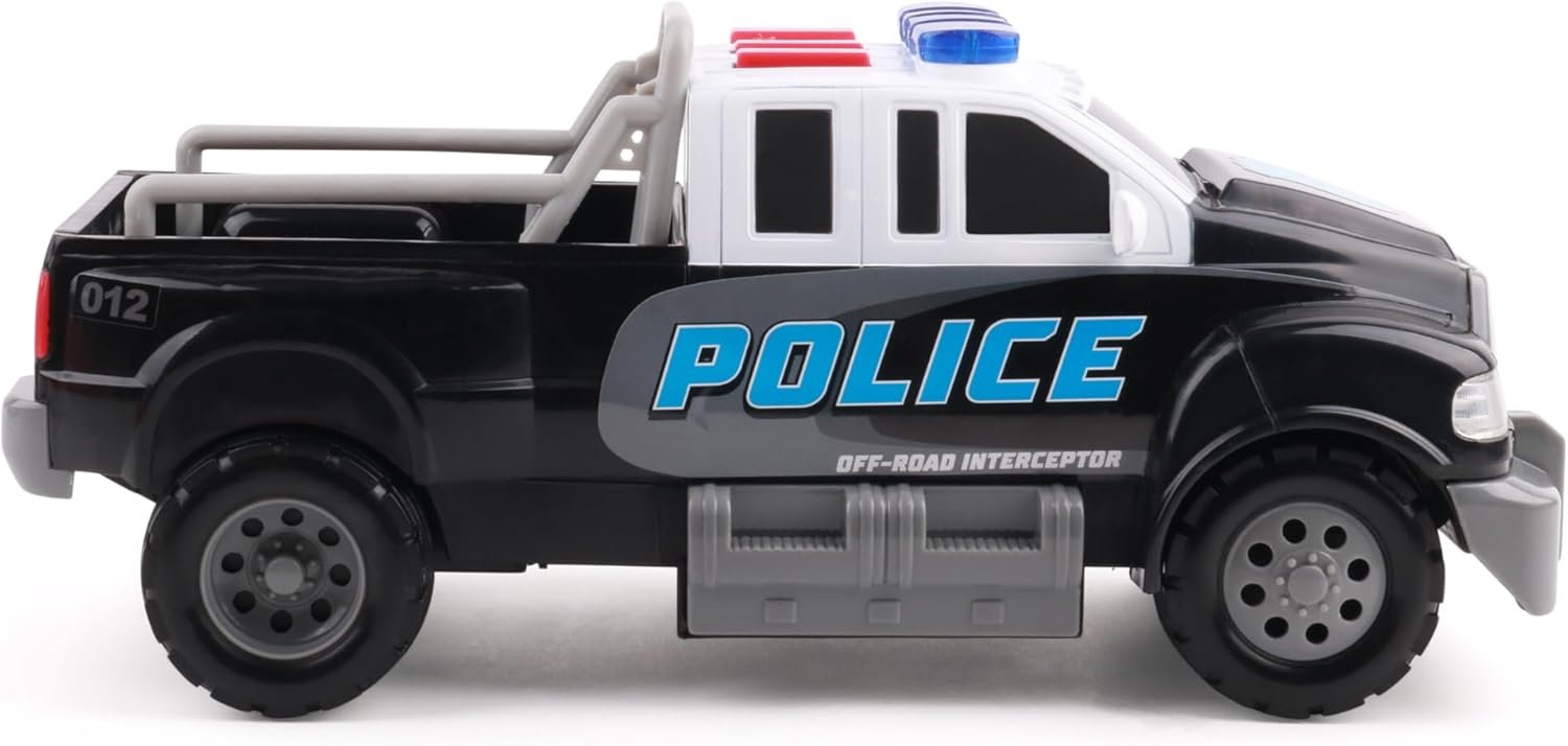 Mighty Fleet Rescue Force 12" Police Pickup Truck Toy with Realistic Lights & Sounds, Durable Construction and Batteries Included, Ages 3+