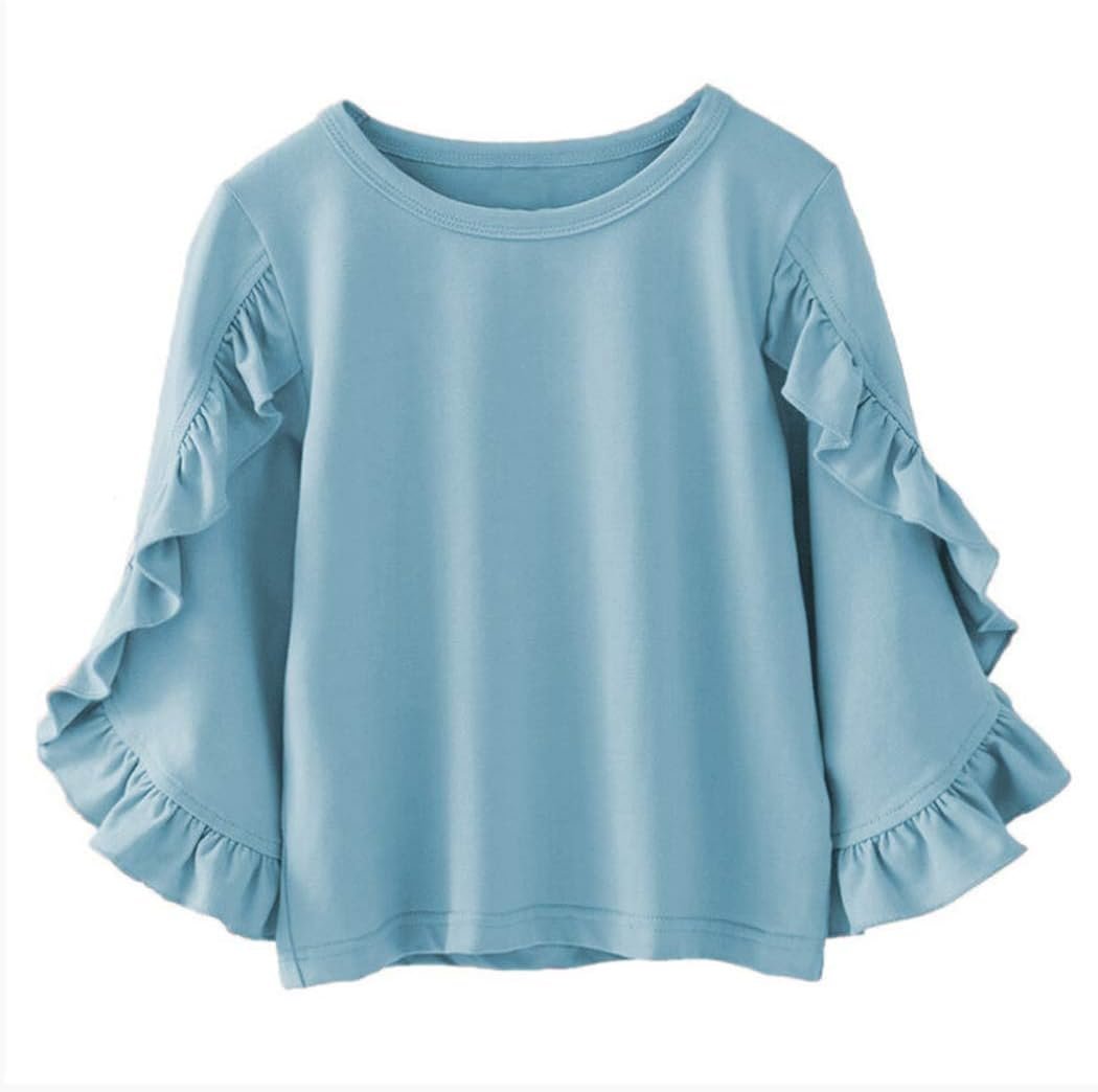 Colorful Childhood Little Girls Ruffle Bat T Shirt Autumn Princess Girl Blouses Spring Tops