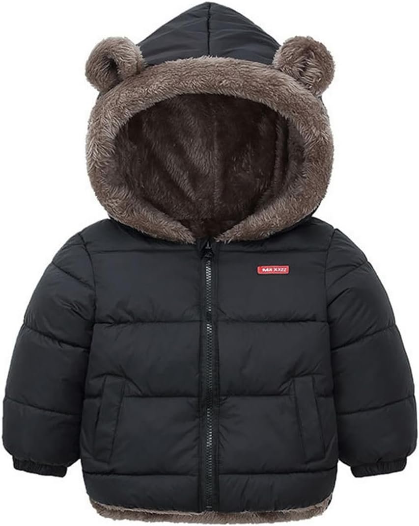 WEONEDREAM Toddler Baby Boys Girls Winter Fleece Jacket Unisex Little Kids Warm Hooded Outwear Coat 1-5T
