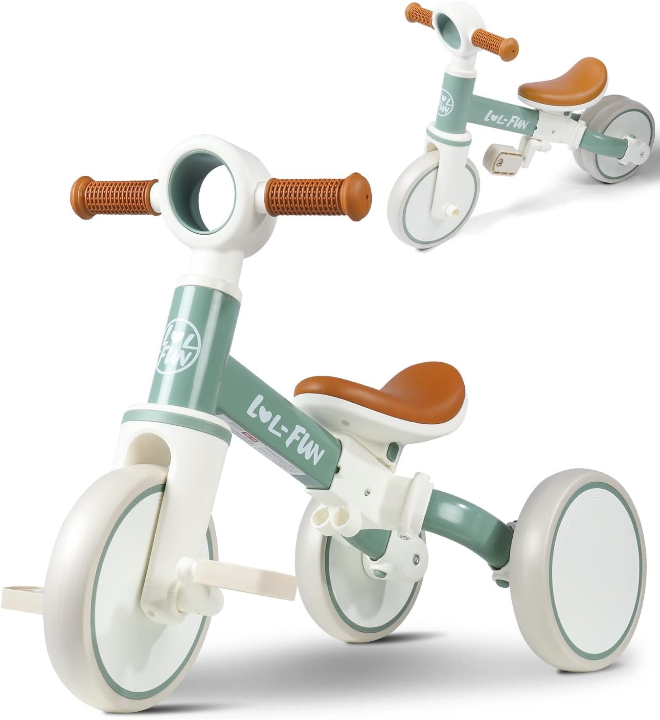 LOL-FUN Tricycle for Toddlers 1-3 Years Old Boys Girls Toy, 4 in 1 Baby Balance Bike for 1 2 Year Old Gift, Kids Bicycle with Easy Assembly Removable Pedal