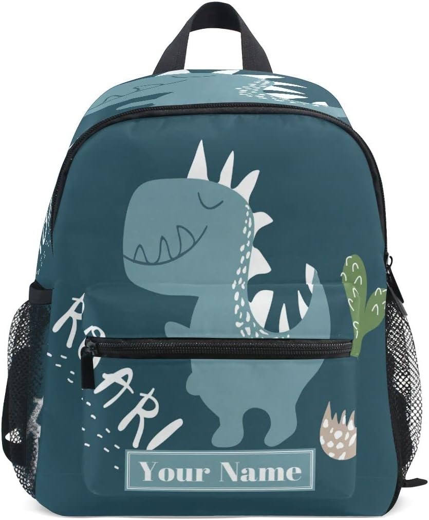 OREZI Custom Preschool Backpack with Chest Strap,Personalized Backpack with Name/Text Daycare Bag,Cute Dinvector Childish Multi toddler bag Toddler Bag
