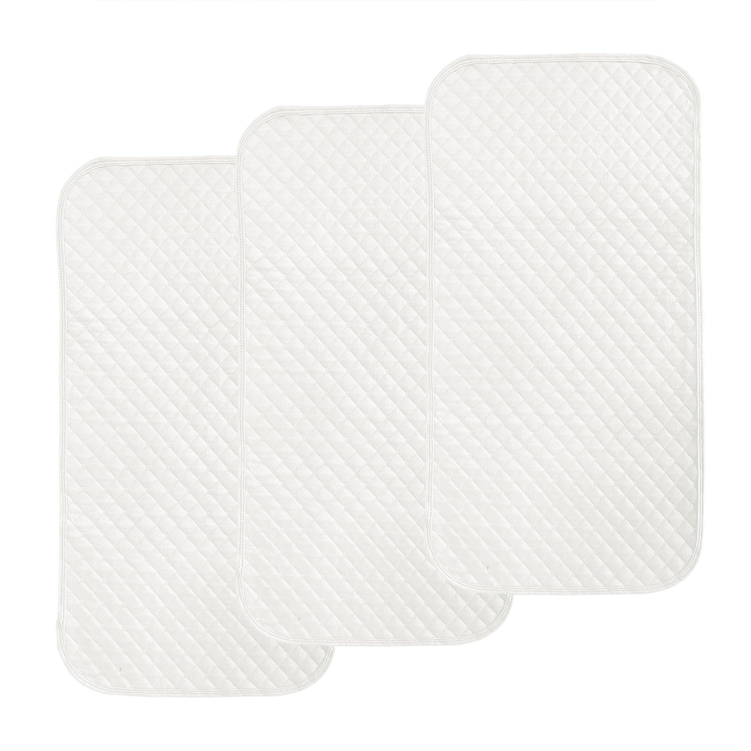 Pleasant Boulevard | Portable Waterproof Baby Changing Pad Liner, Washable Reusable Changing Table Cover Made with Breathable TPU, 27x13in (White, 3 Count)
