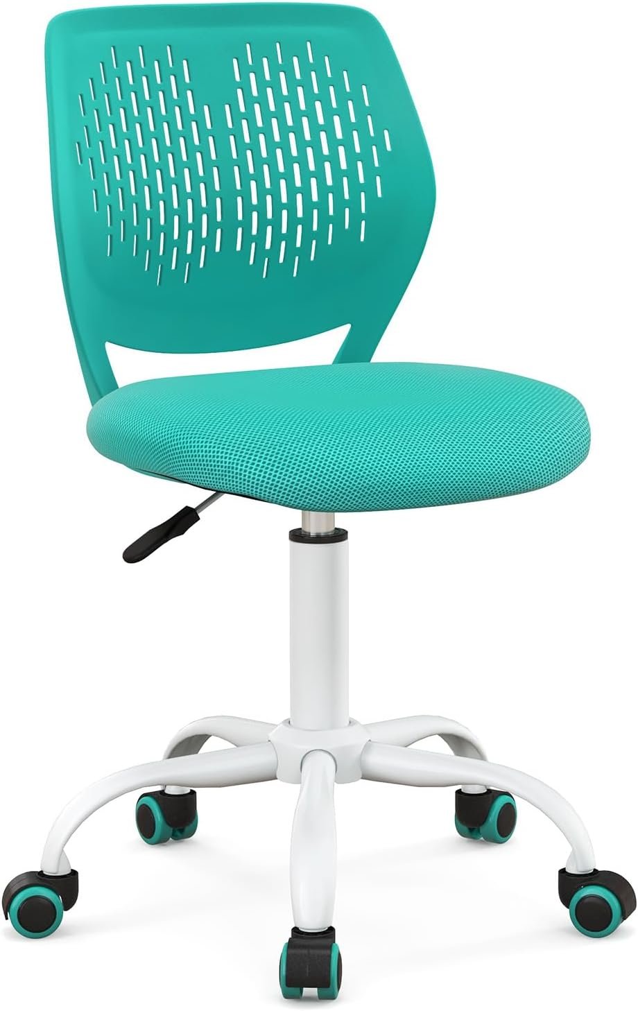 Giantex Kids Desk Chair, Children Armless Study Chair with Adjustable Height, Ergonomic Kids Computer Seat with Wheels, Rolling Swivel Mesh Task Desk Chair for Girls Boys Teens, Turquoise
