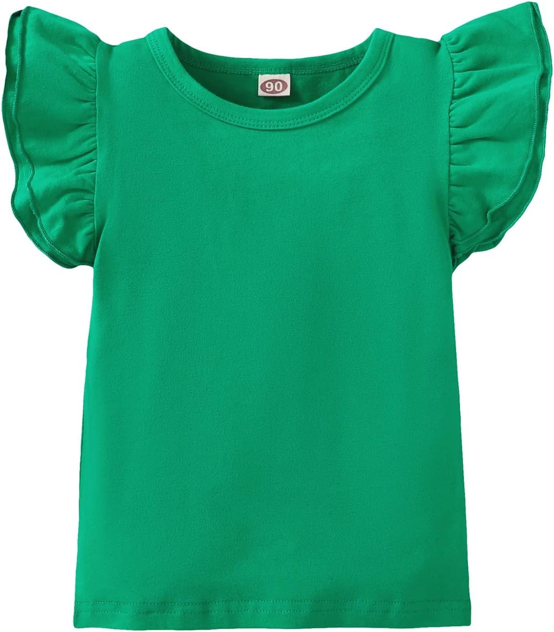 Kids Blouse Plain Ruffle Sleeve Top Toddler Girls Solid Color T-Shirt Baby Girl Cotton Casual Clothes