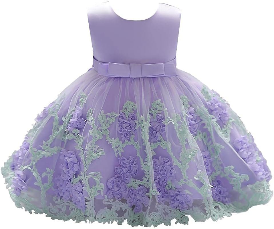 Dressy Daisy Baby Girls Wedding Flower Girl Pageant Dress Party Tulle Skirt for Special Occasion, Blue Pink Purple Yellow