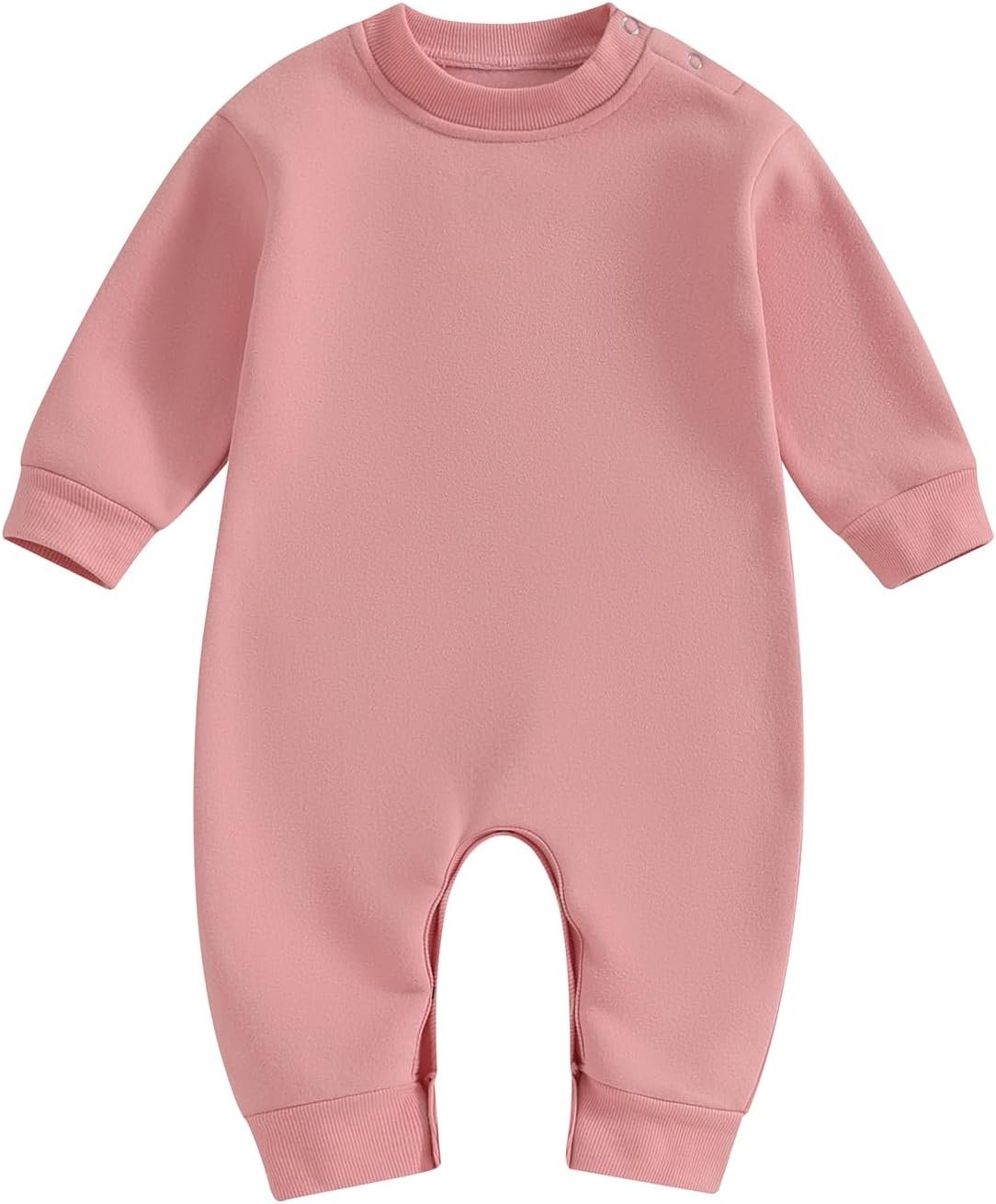 Newborn Baby Boy Girl Fleece Romper Jumpsuit Solid Color Long Sleeve Thick Sweater Onesie Warm Winter Outfit Clothes
