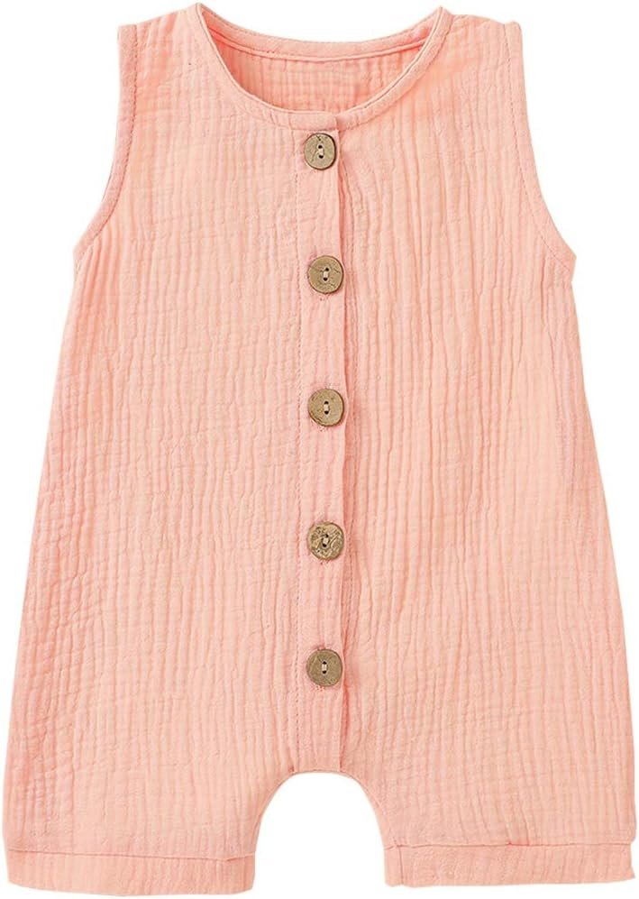 Infant Newborn Baby Boys Girls Cotton Linen Romper Summer Jumpsuit Sleeveless Overalls Clothing Set