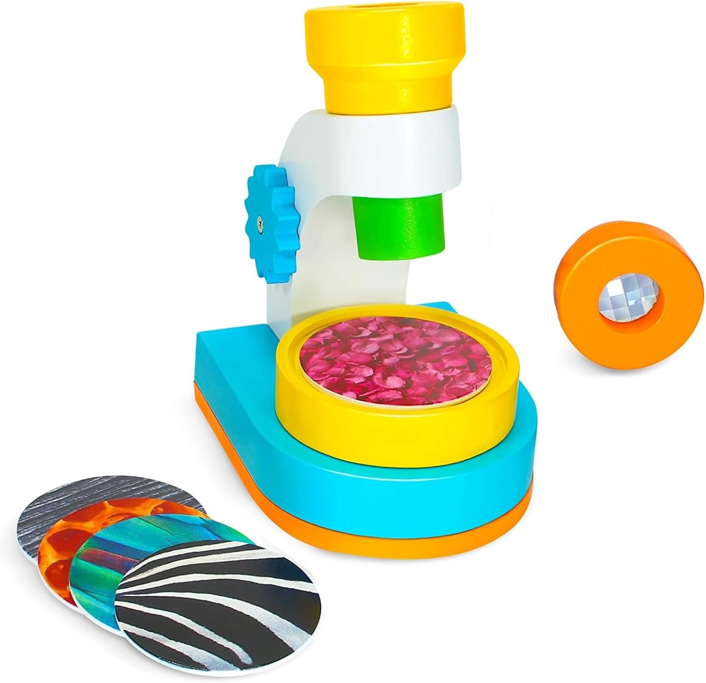Microscope Kit for Kids | Children’s Wooden Science Kit Microscope with 2 Viewing Lenses and 10 Picture Slides | Educational STEM Toys for Toddlers and Kids Ages 3+ (B07YSWL16X)