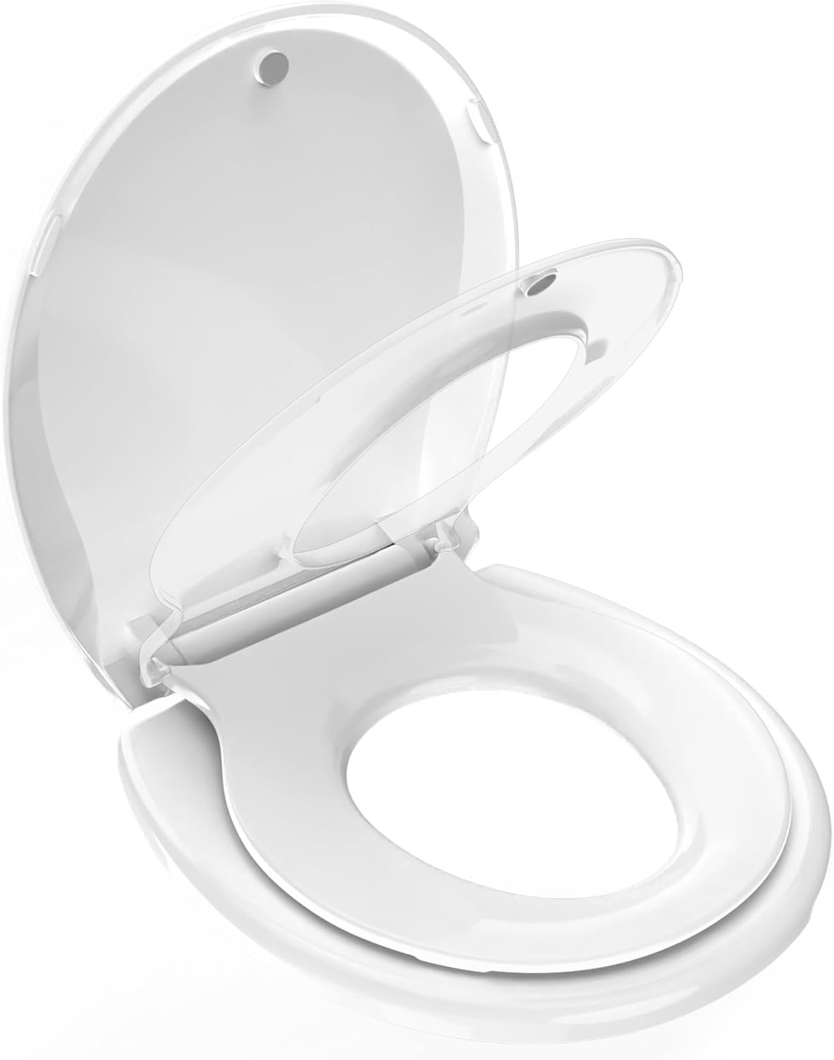 Round Toilet Seat with Built-in Toddler Training Seat, Family Friendly Bathroom Accessory