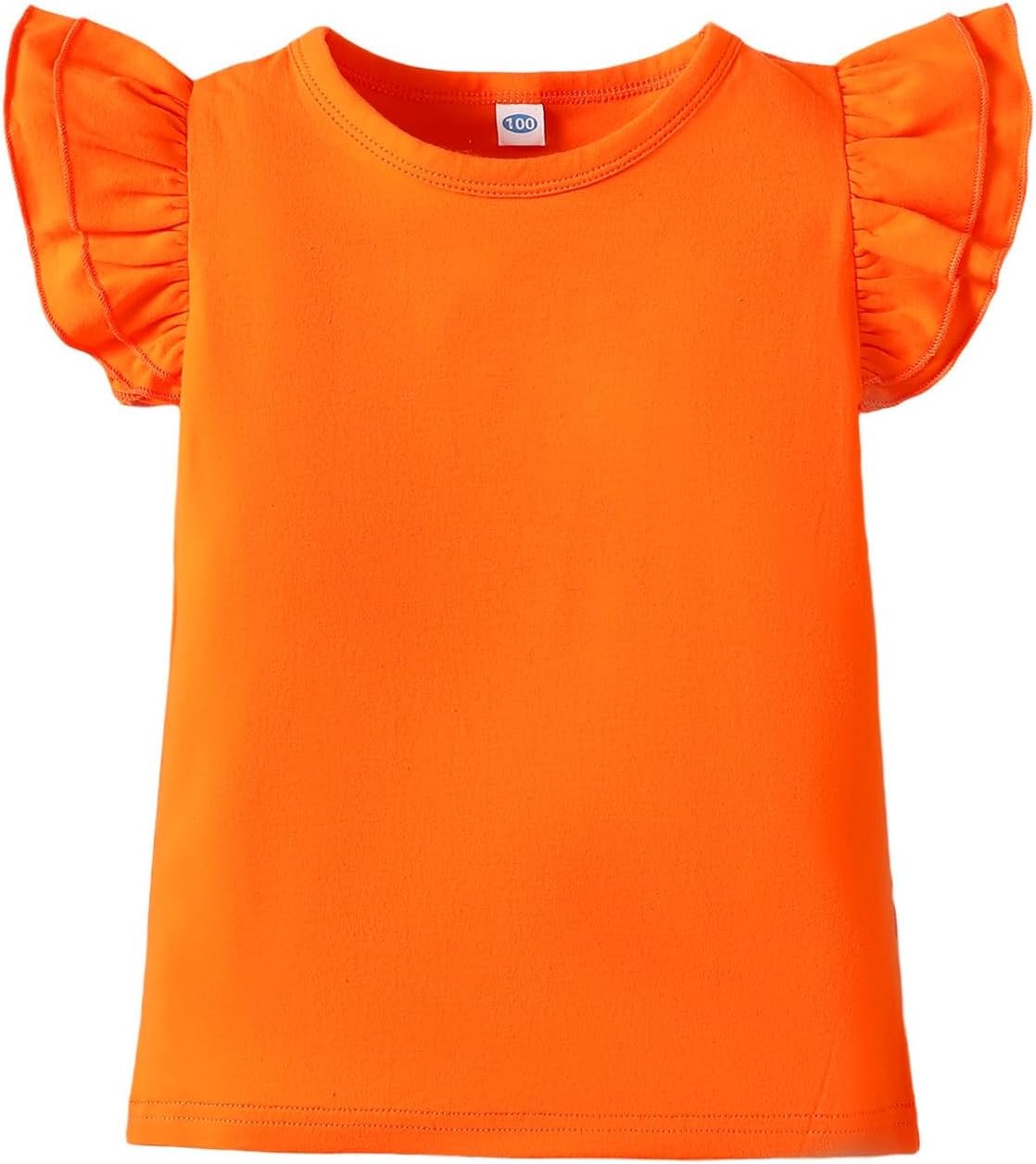 LYSMuch 2-5T Toddler Girls Ruffle Sleeve T Shirt Puff Short Sleeve Basic Tank Top Blouse Plain Solid Kids Casual Clothes