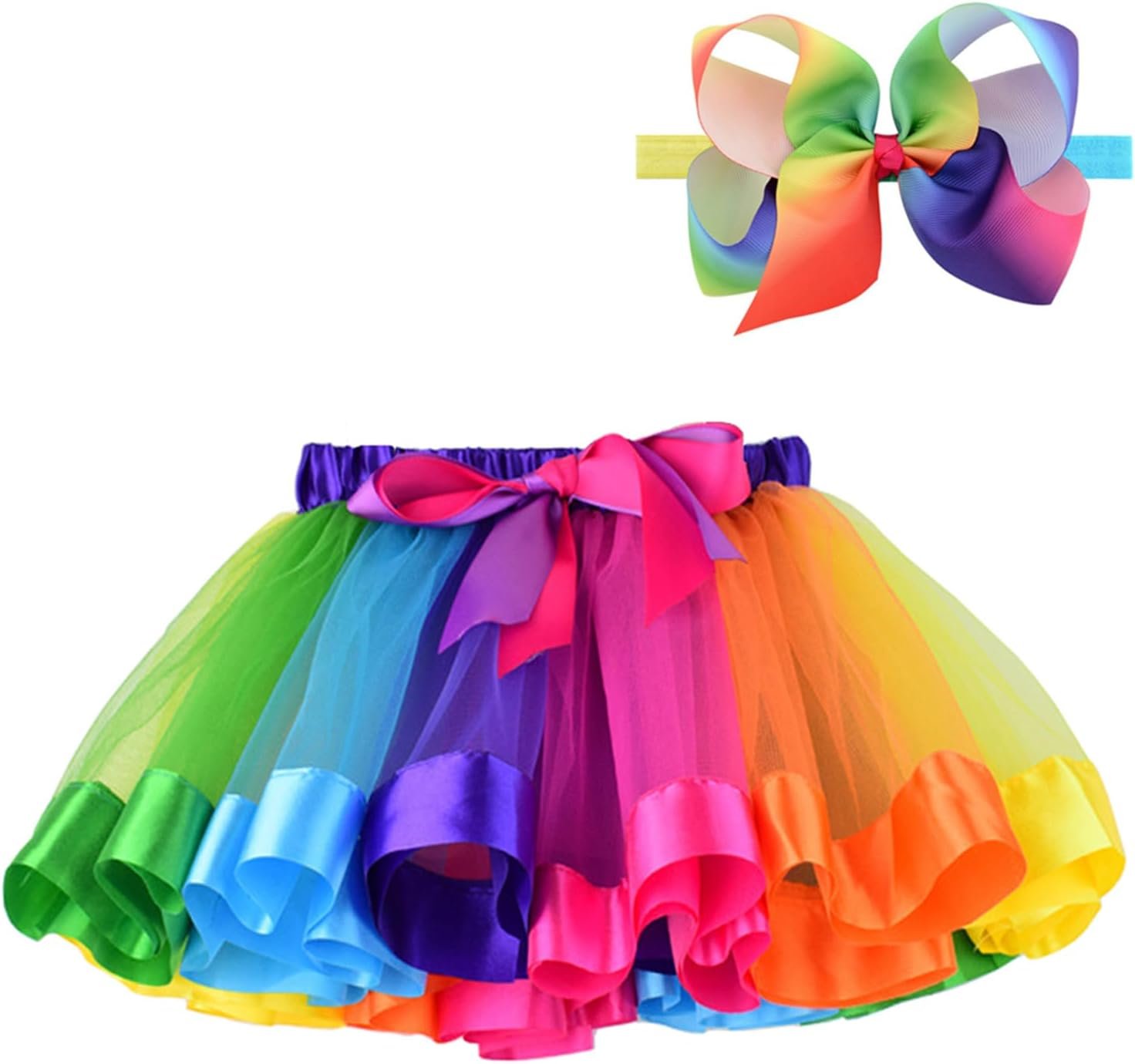 BGFKS LayeredTulle Rainbow Tutu Skirt for Newborn Baby Girls 1st Birthday Photography Outfit Sets.