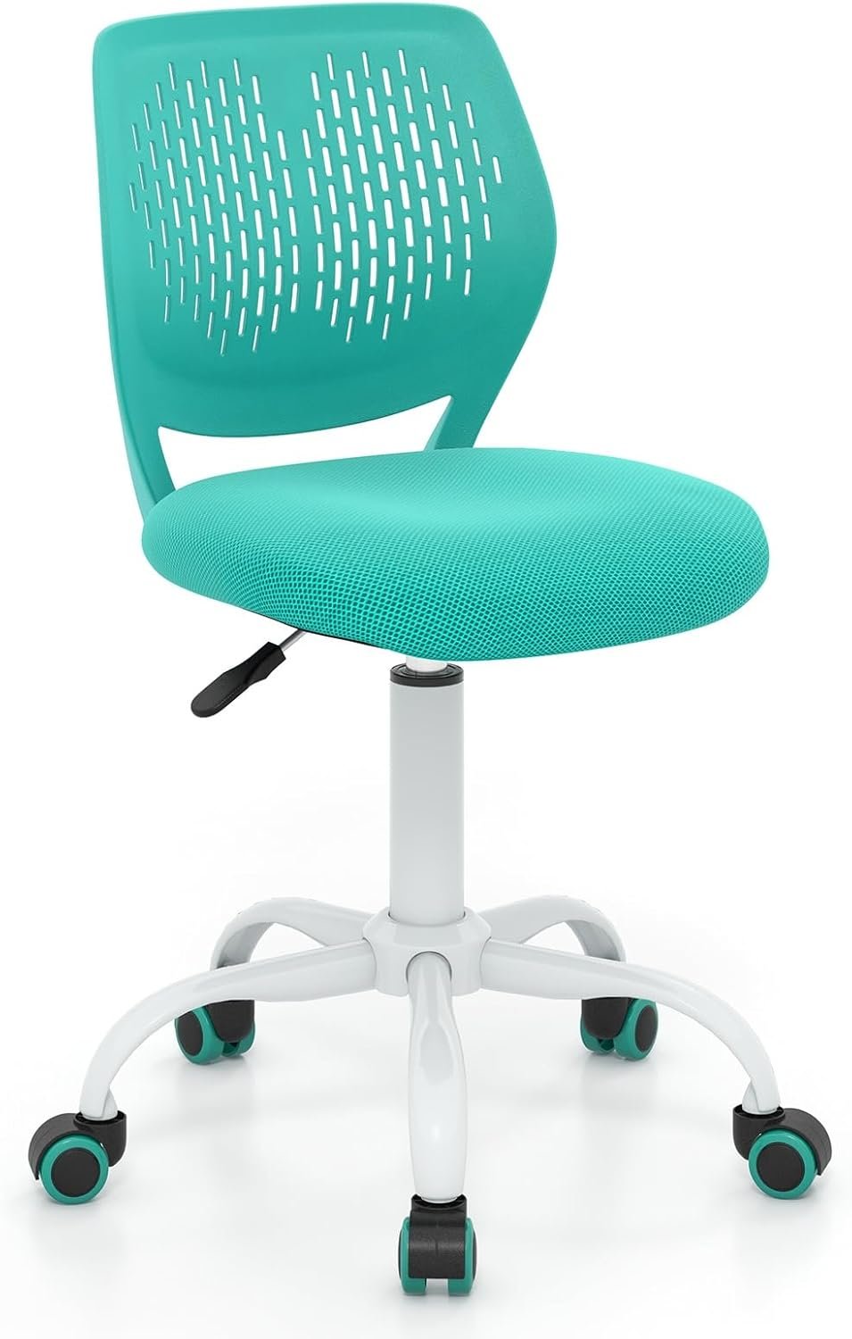 Giantex Kids Desk Chair, Armless Mesh Children Study Seat, Swivel Teen Desk Computer Chair with Adjustable Height & Lumbar Support, Turquoise