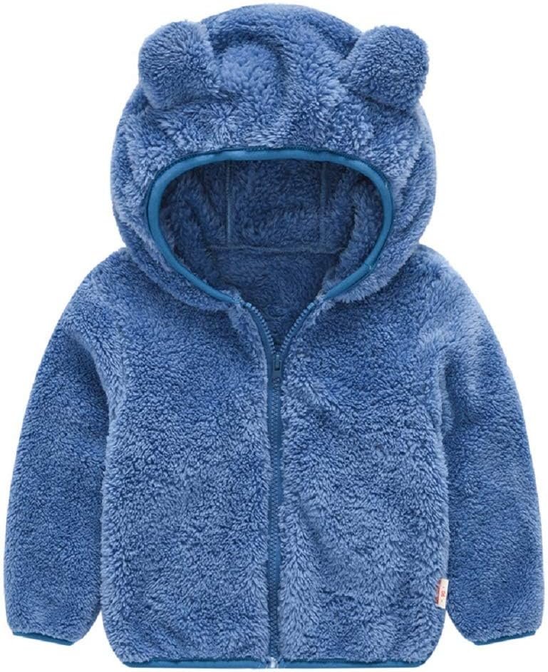 Toddler Girls Boys Fleece Hoody Jacket Zip Up Teddy Coat Warm Winter Outwear