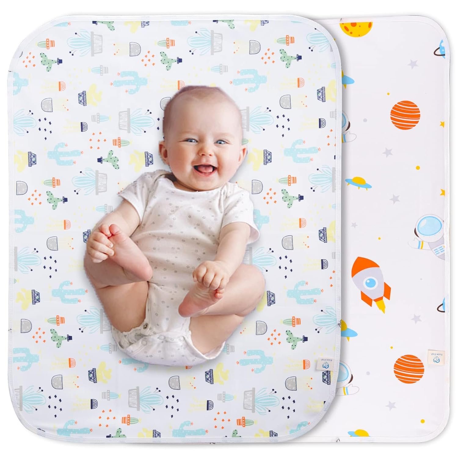 Baby Changing Pad Changing Table Pads Waterproof Large Size 37.5x27.5 Inch Portable Diaper Changing mat Liners Reusable Washable Mattress Protector for Girls & Boys 2 Pack