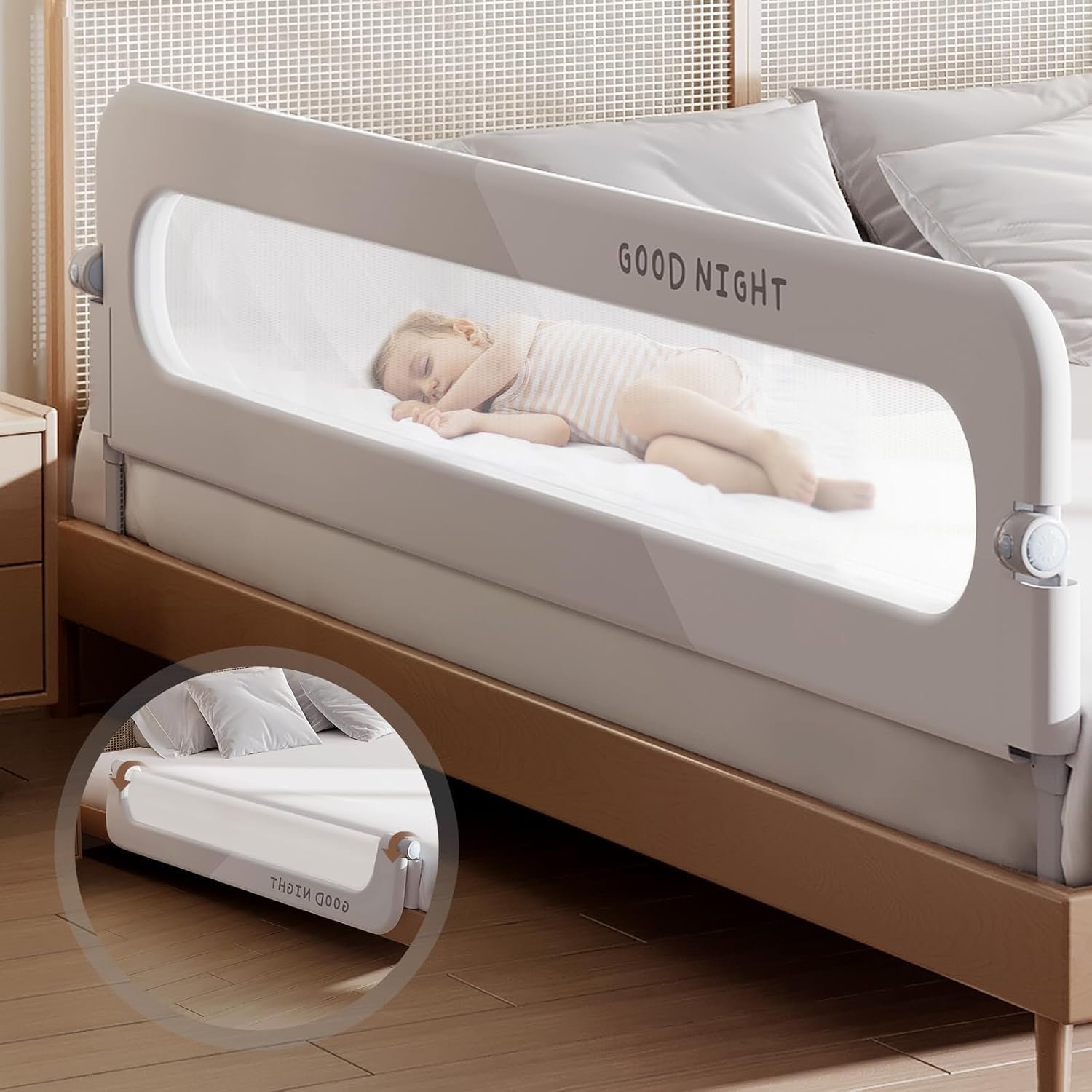 Foldable Toddler Bed Rails - Kids Guard Bumper for Crib Safe Bed Side Rail for Twin Queen King Full Size Beds(78.7inch)