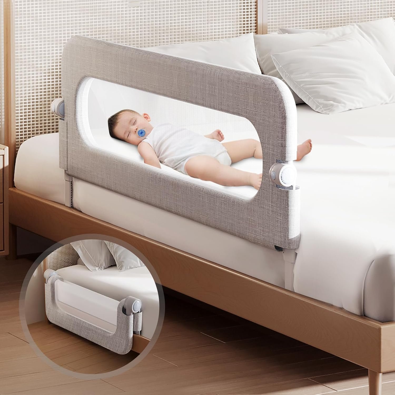 Baby Bed Rails Guard for Toddlers - 32" Toddler Bed Rail for Queen Full King Twin Crib Bunk Size Bed Adjustable Heights & Foldable Portable Bedrail Extra Tall Child Safety Side Railing Guards for Kids