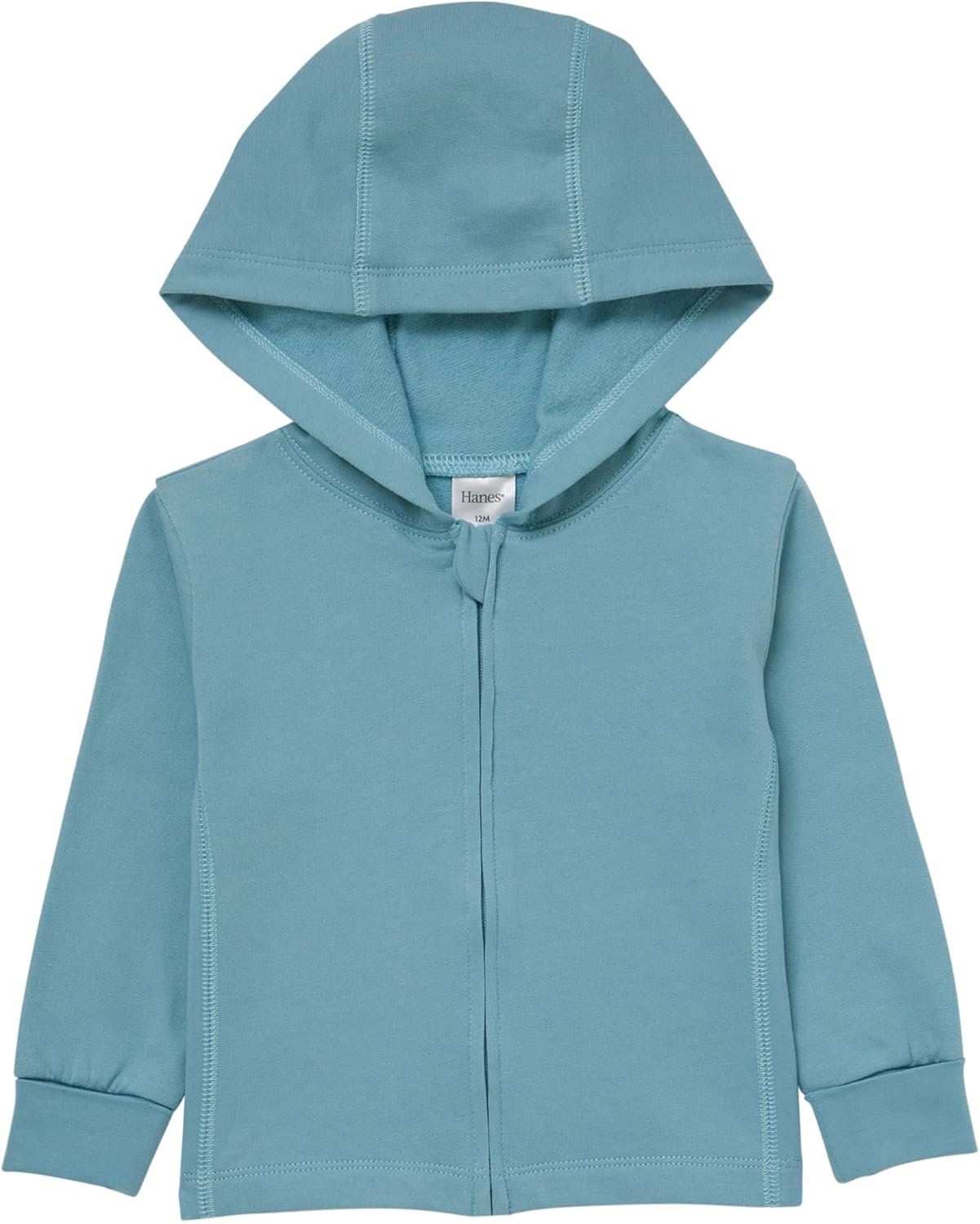 Hanes unisex-baby Pure Comfort Organic Hoodie, French Terry Full-zip Hooded Sweatshirt, Infant Boys & Girls