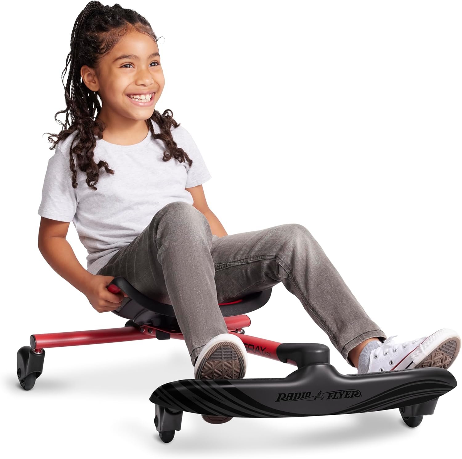 Radio Flyer Stingray Fun Drifting Ride-On Scooter for Kids Ages 3-8, 360° Spin Out Action, Adjustable Seat for Growing Children, Outdoor Toy