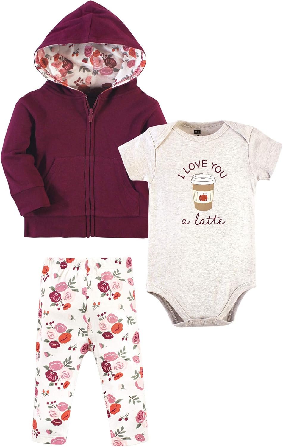 Hudson Baby Unisex Baby Cotton Hoodie, Bodysuit or Tee Top and Pant Set