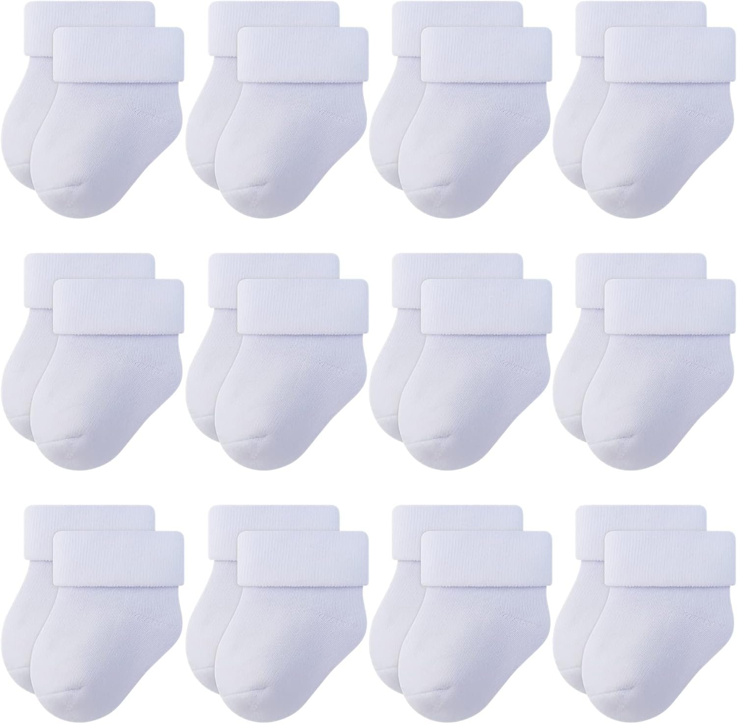 RATIVE Newborn Baby Socks 0-6,6-12 Months Terry Turn Cuff Socks for Boys Girls