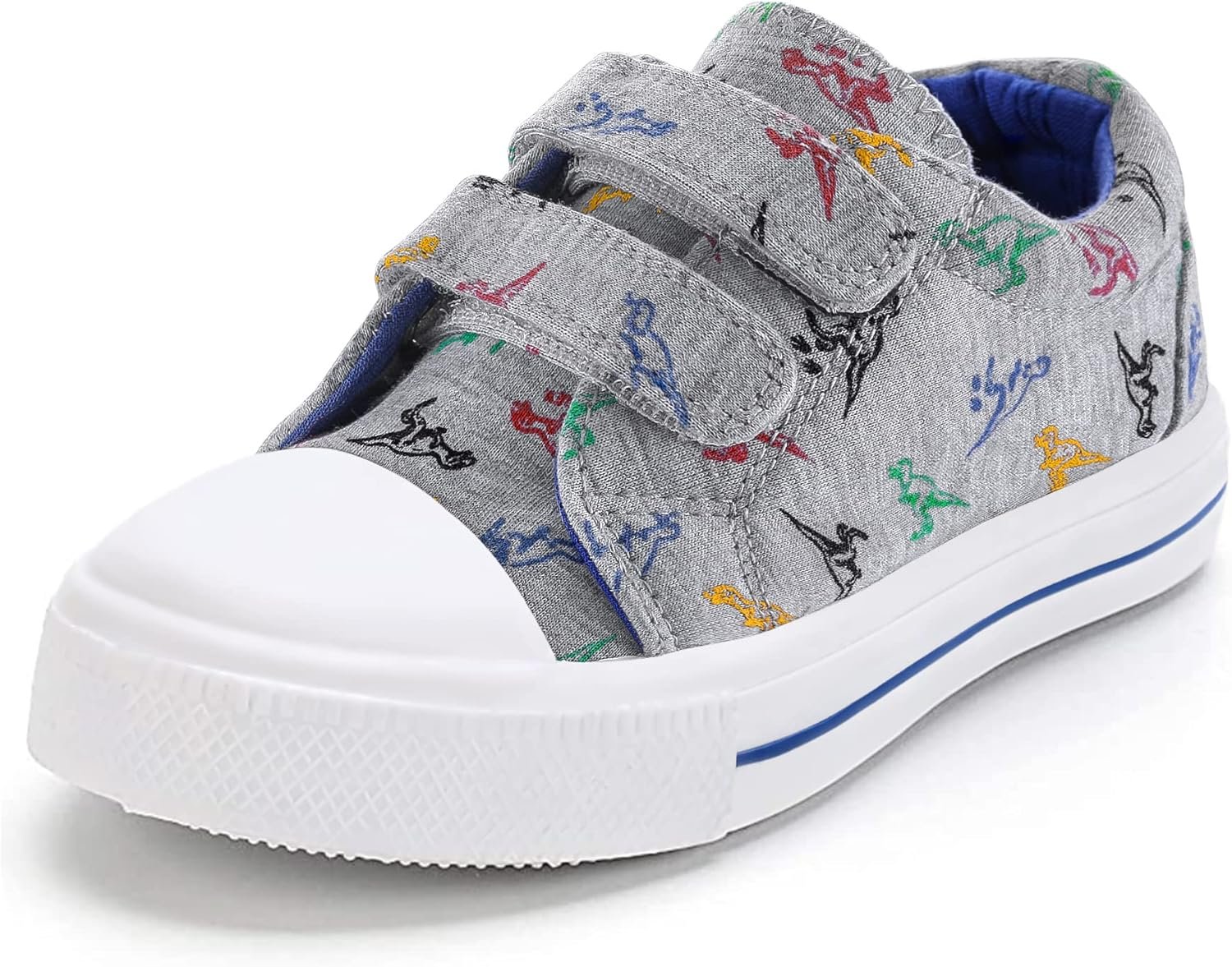 K KomForme Toddler Boys & Girls Shoes Kids Canvas Sneakers with Cartoon Dual Hook and Loops