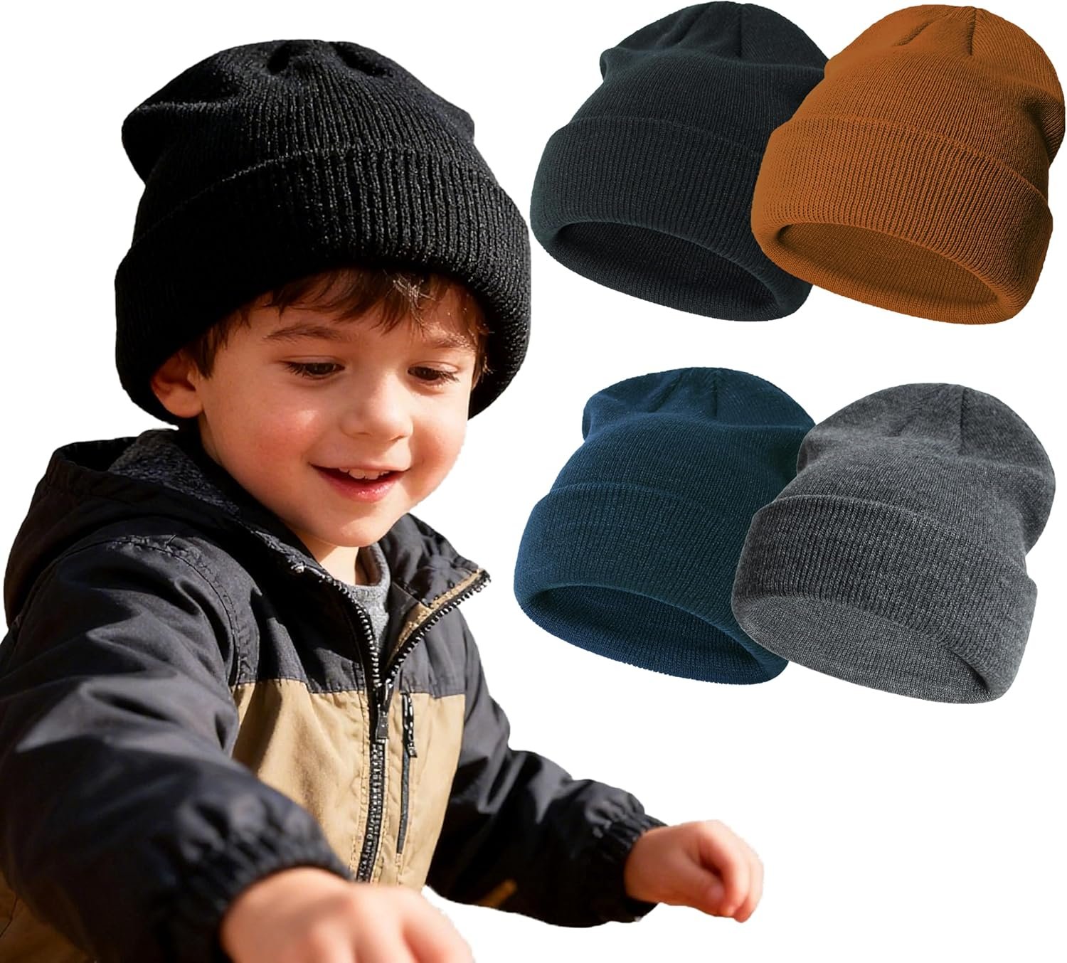 Sea Zaela 4 Packs Baby Toddler Winter Hats Infant Boys Girls Beanie Soft Knitted Hat Set