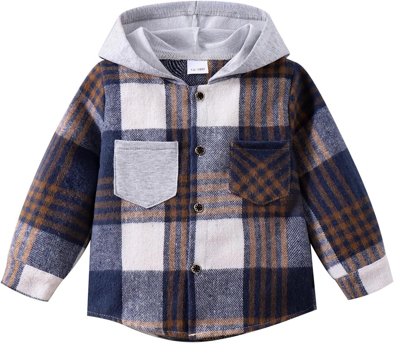 Toddler Baby Boy Clothes Infant Plaid Long Sleeve Button Down Jacket Top Shirt Pocket Fall Winter Outfits 12 Months-5T
