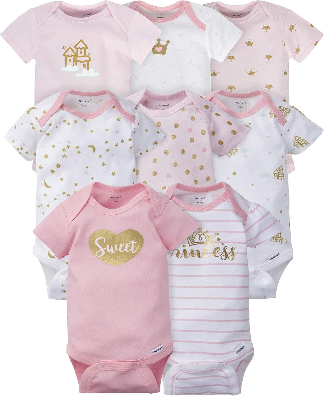 Gerber baby-girls 8-pack Short Sleeve Onesies Bodysuits