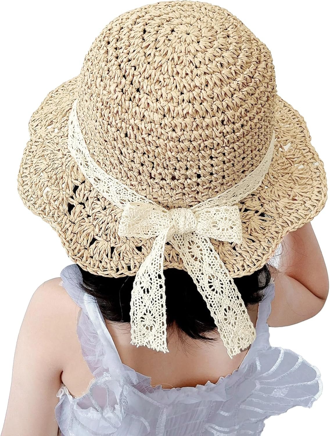 Baby Straw Hat, Baby Girls Sun Hat, Infant Straw Hat for Summer Beach, Beige 6-24 Months