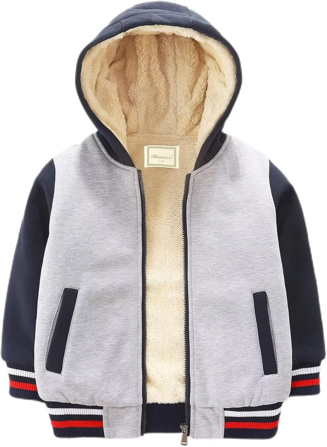 Toddler Boy's Jackets Hoodies Zip up Sweatshirt Sherpa Fleece Lined Jacket Fall Winter Clothes Coat 2-14 Years