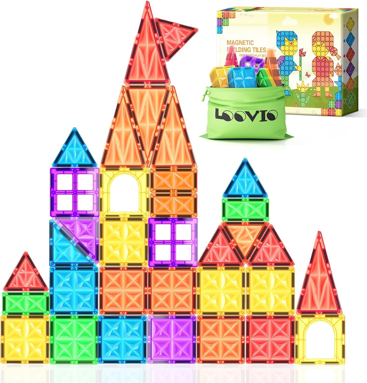Magnetic Tiles Toddler Toys for 3 Year Old Boys & Girls, Magnetic Blocks Gifts Toys for Toddler Kids Ages 3-5, Preschool Learning Montessori STEM Magnet Toys - 36PCS Starter Set