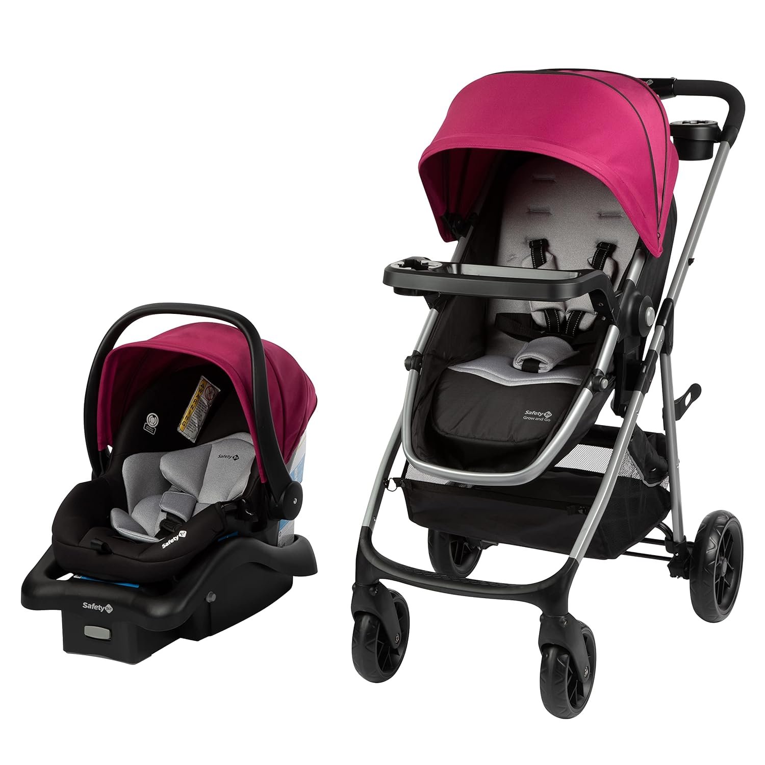 Safety 1st Grow and Go Flex 8-in-1 Travel System, Infant Car Seat Stroller Combo, Orchid Bloom
