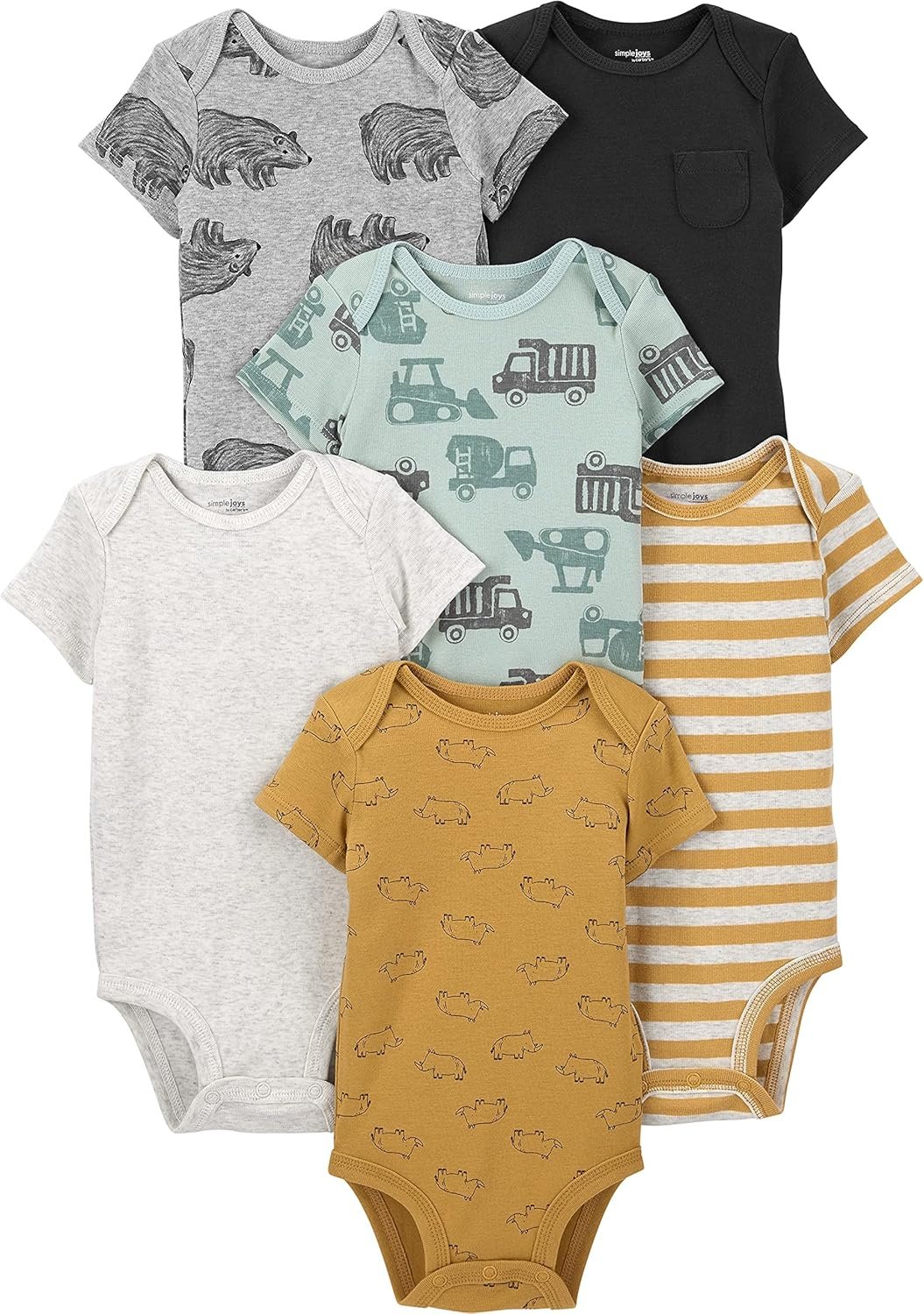 Simple Joys by Carter's Baby-Boys 6-Pack Short-Sleeve Bodysuit
