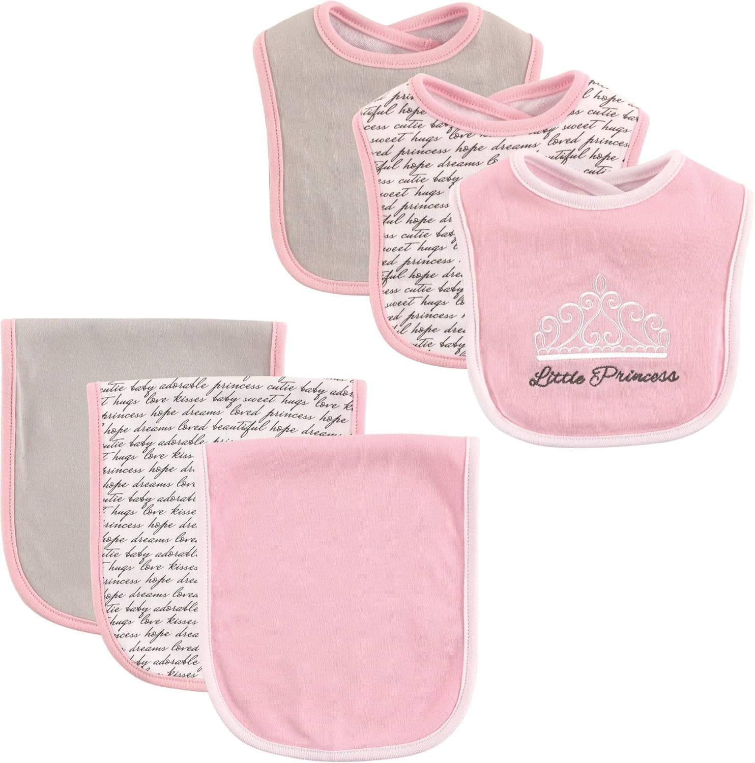 Hudson Baby 6 Piece Bib and Burp Cloth Set